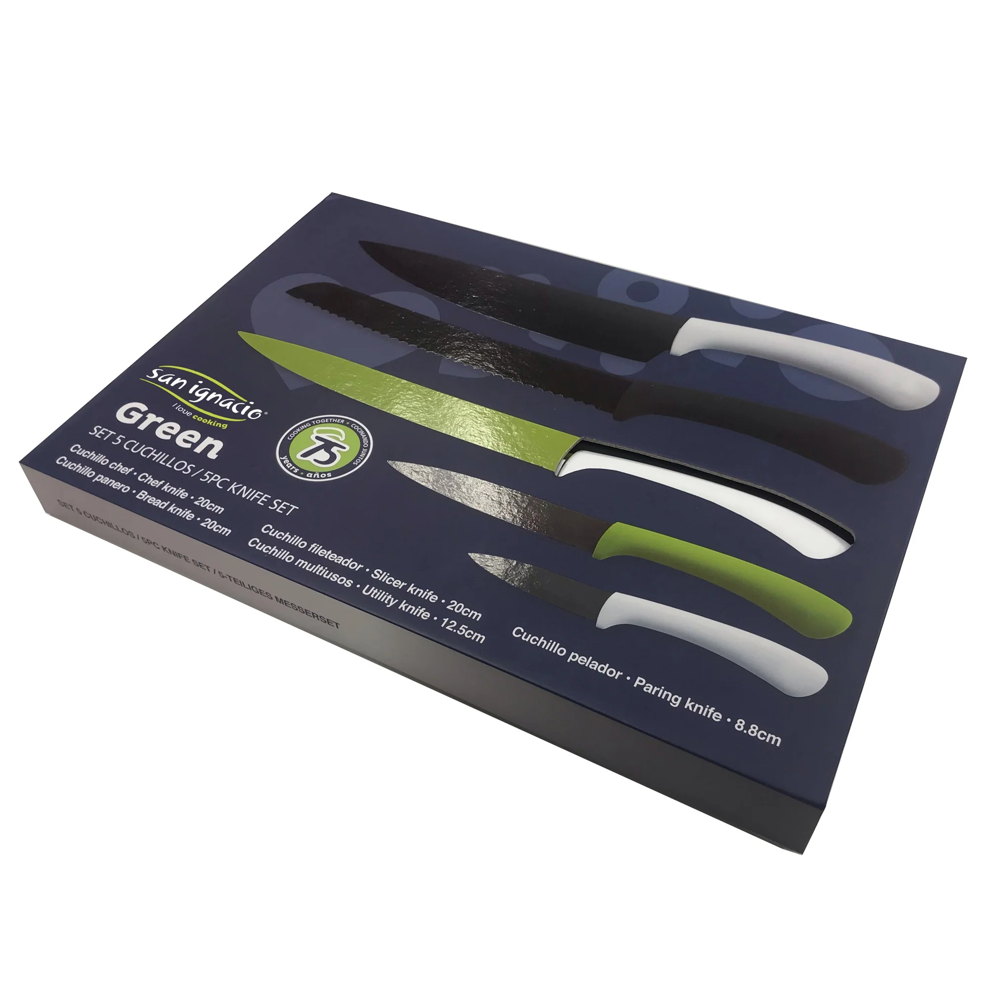 Set 5pcs Cuchillos, Acero Inoxidable, Green - Image 3