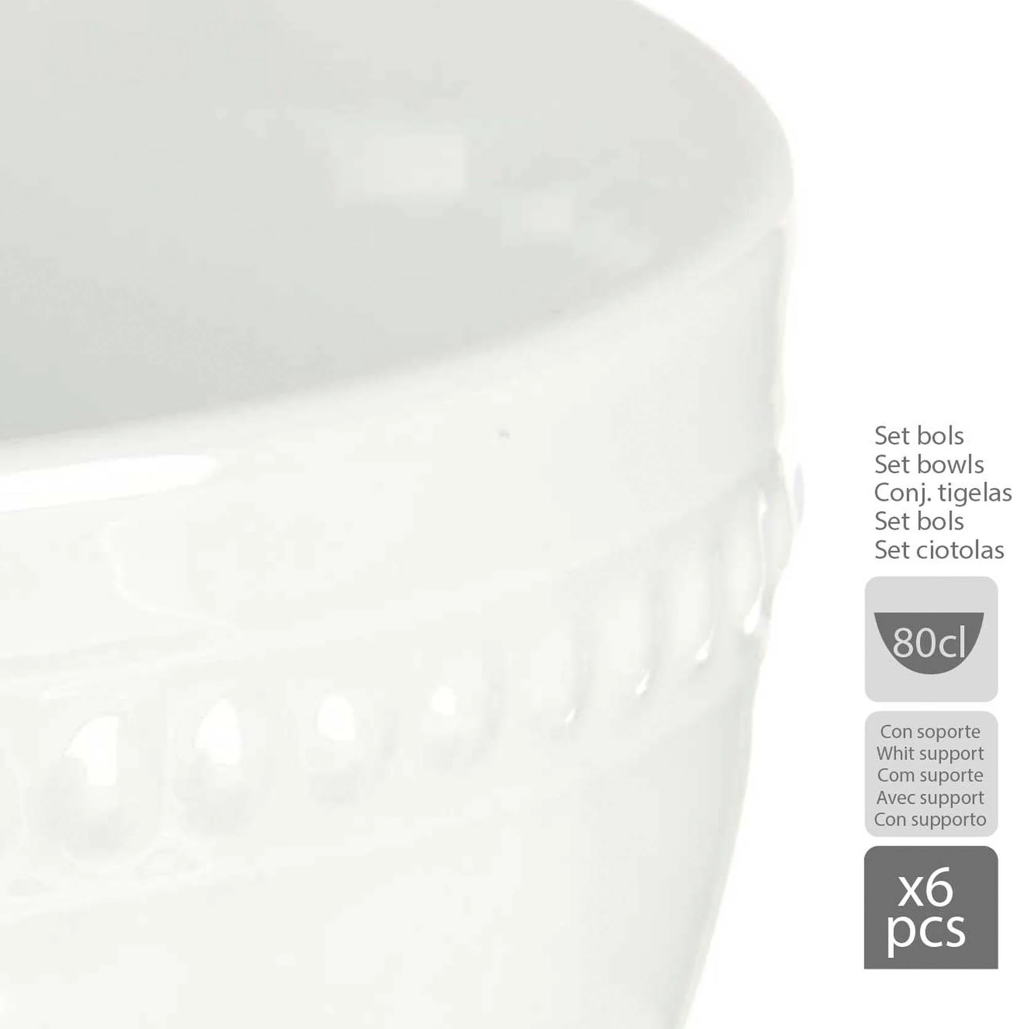 Set 6 Bol Porcelana Blanca 800ml C Sopor Colección Vessia - Image 3