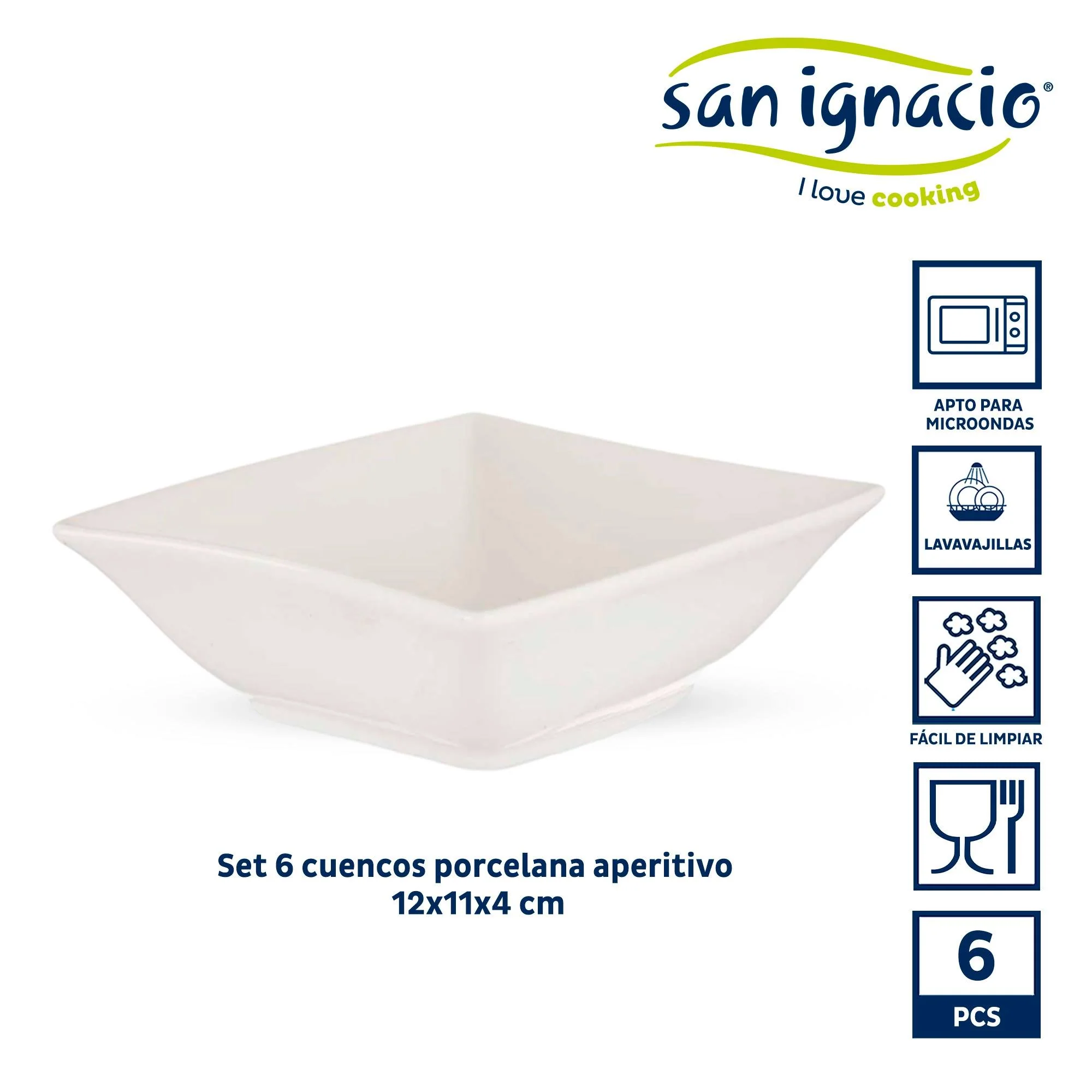 Set 6 Cuencos Porcelana Blanca Aperitivo Colección Vessia - Image 2