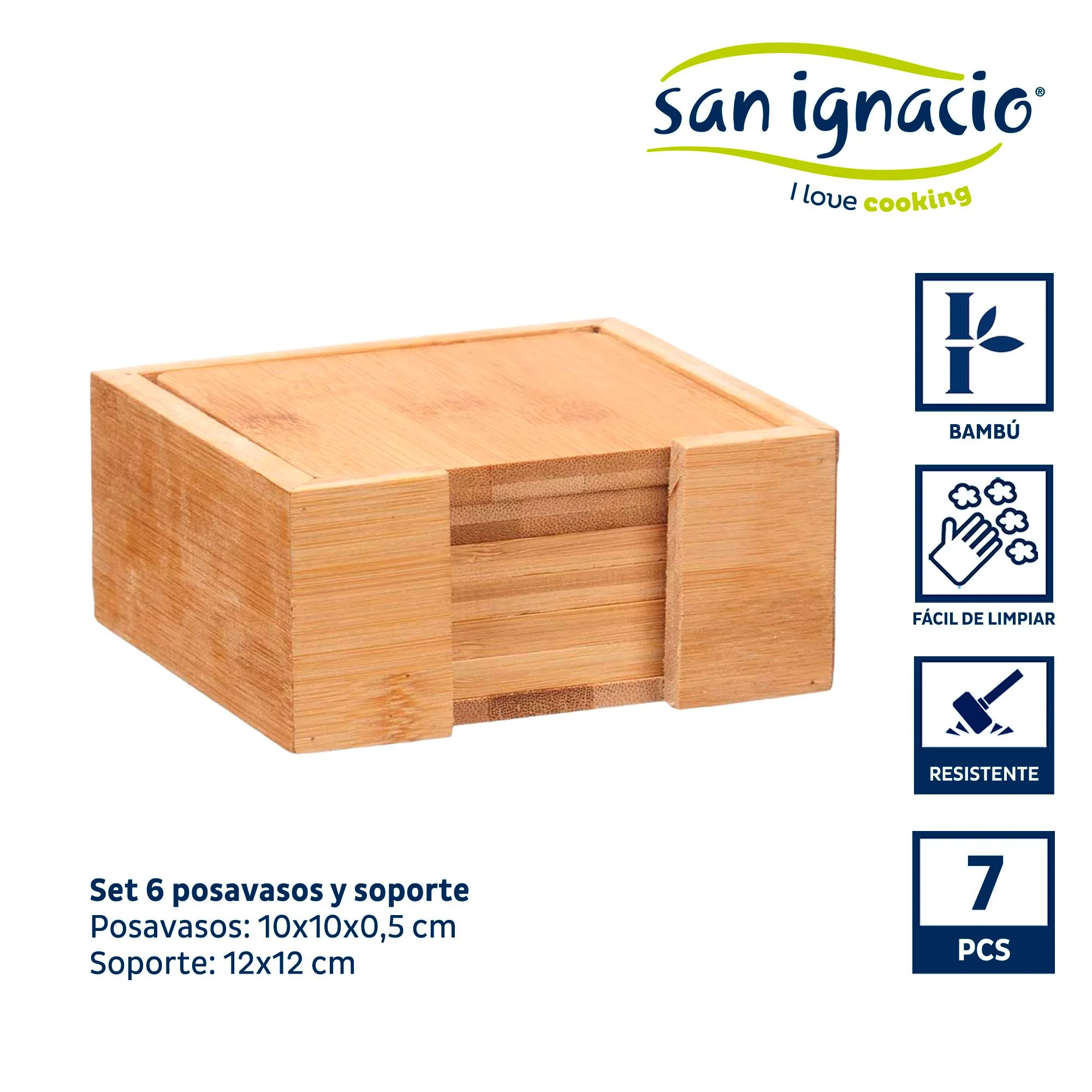 Set 6 Posavasos Bambu Cuadrados Soporte Colección Kinvara - Image 2