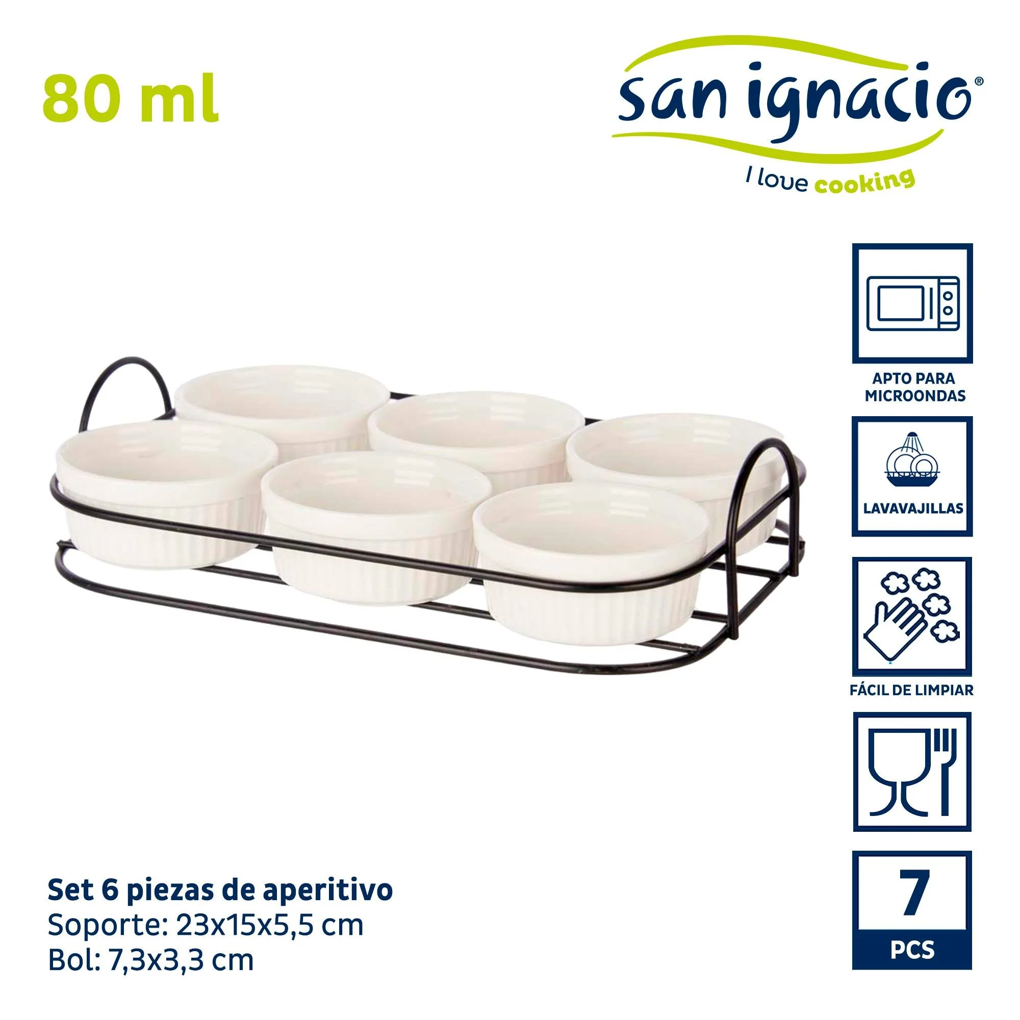 Set 6 Pzs Aperitivo Con Soporte Porcelan Colección Vessia - Image 2