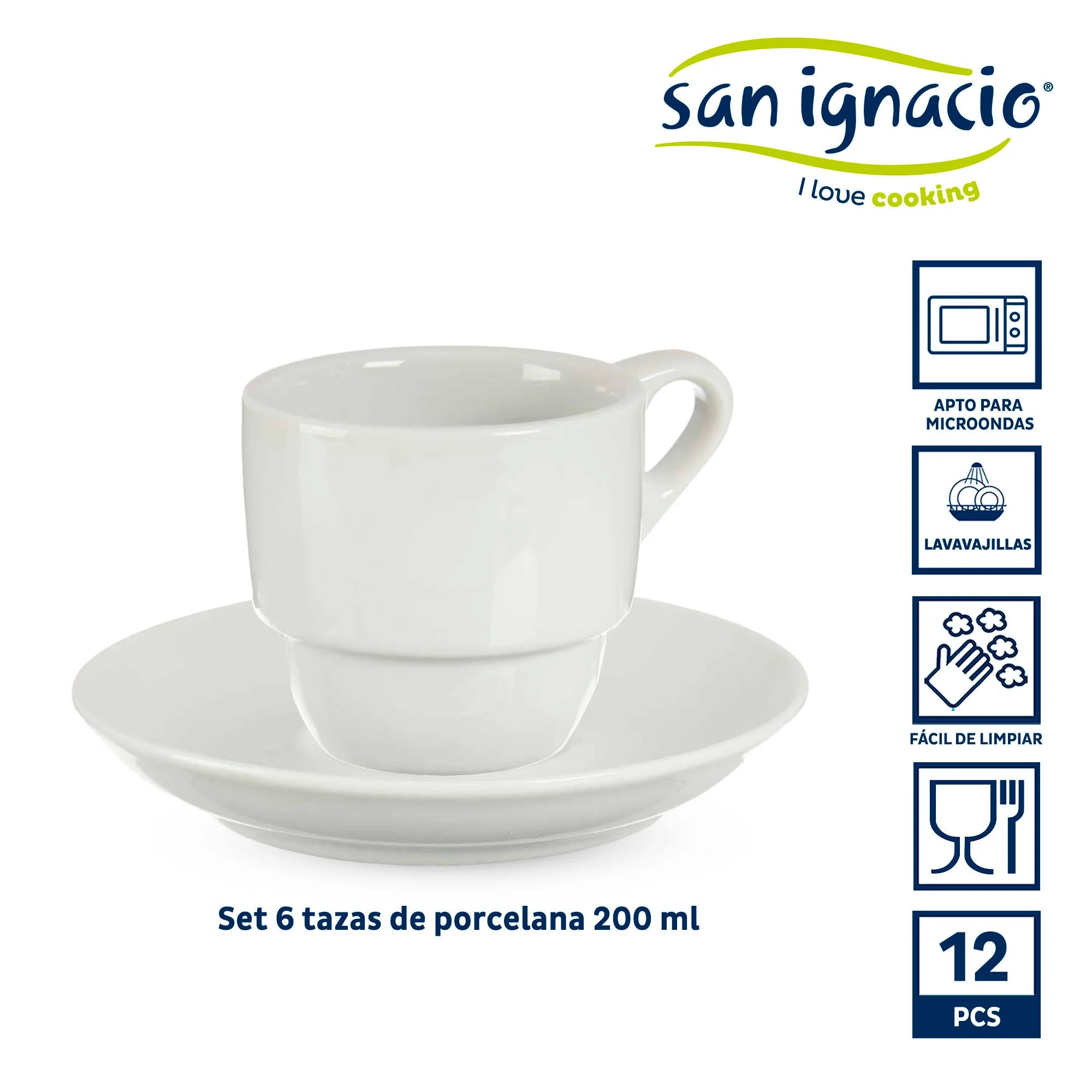 Set 6 Tazas Cafe Porcelana Blanca Con Pl Colección Vessia - Image 2