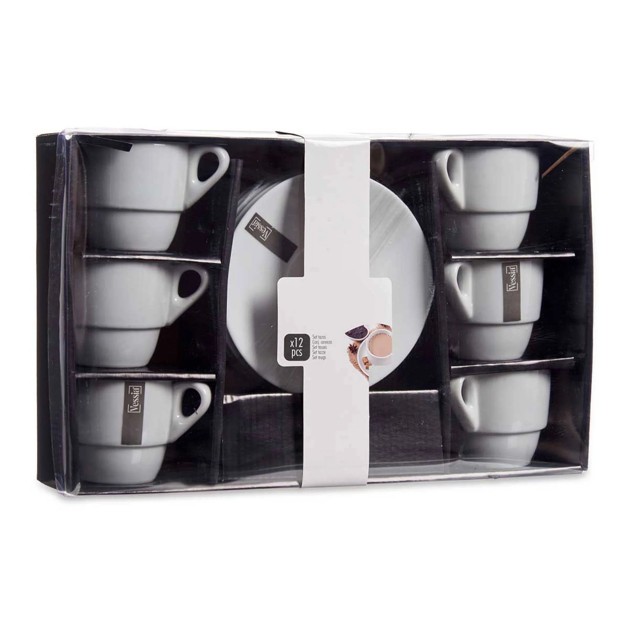 Set 6 Tazas Cafe Porcelana Blanca Con Pl Colección Vessia - Image 6
