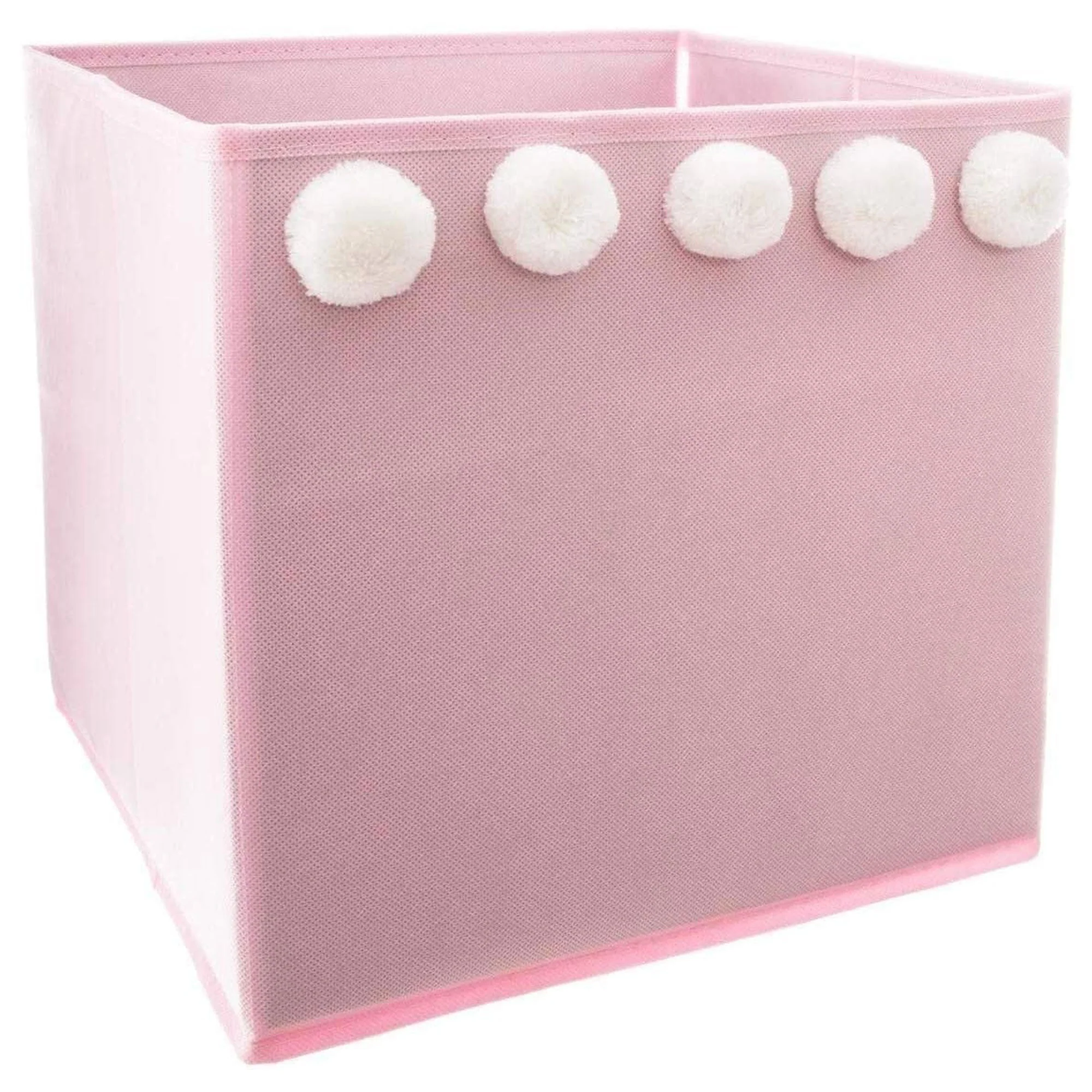 Set De 3 Cajas De Almacenamiento Infantil Con Pompones Color Rosa - 29 X 29 X 29 Cm - Image 3