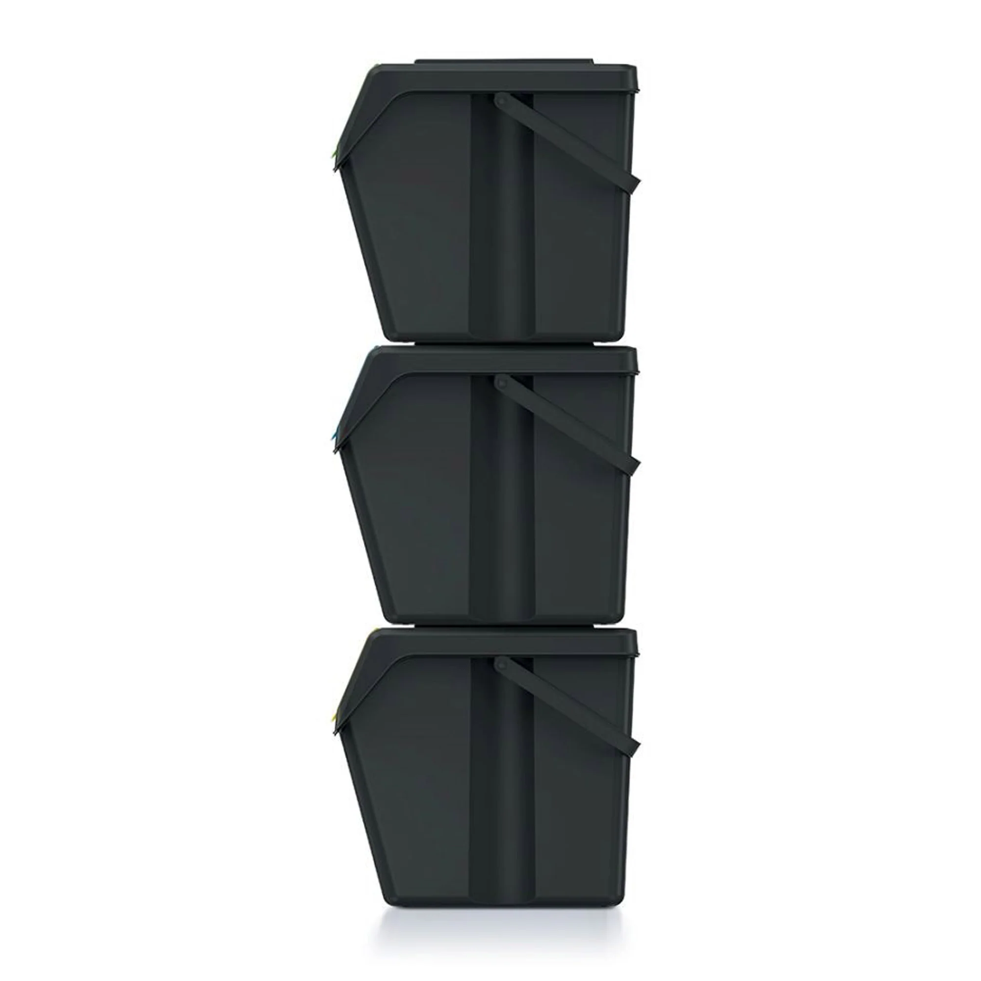 Set De 3 Cubos De Basura Keden Sortibox 100% Plástico Reciclado, Negro, Volumen 3x25l - Image 2