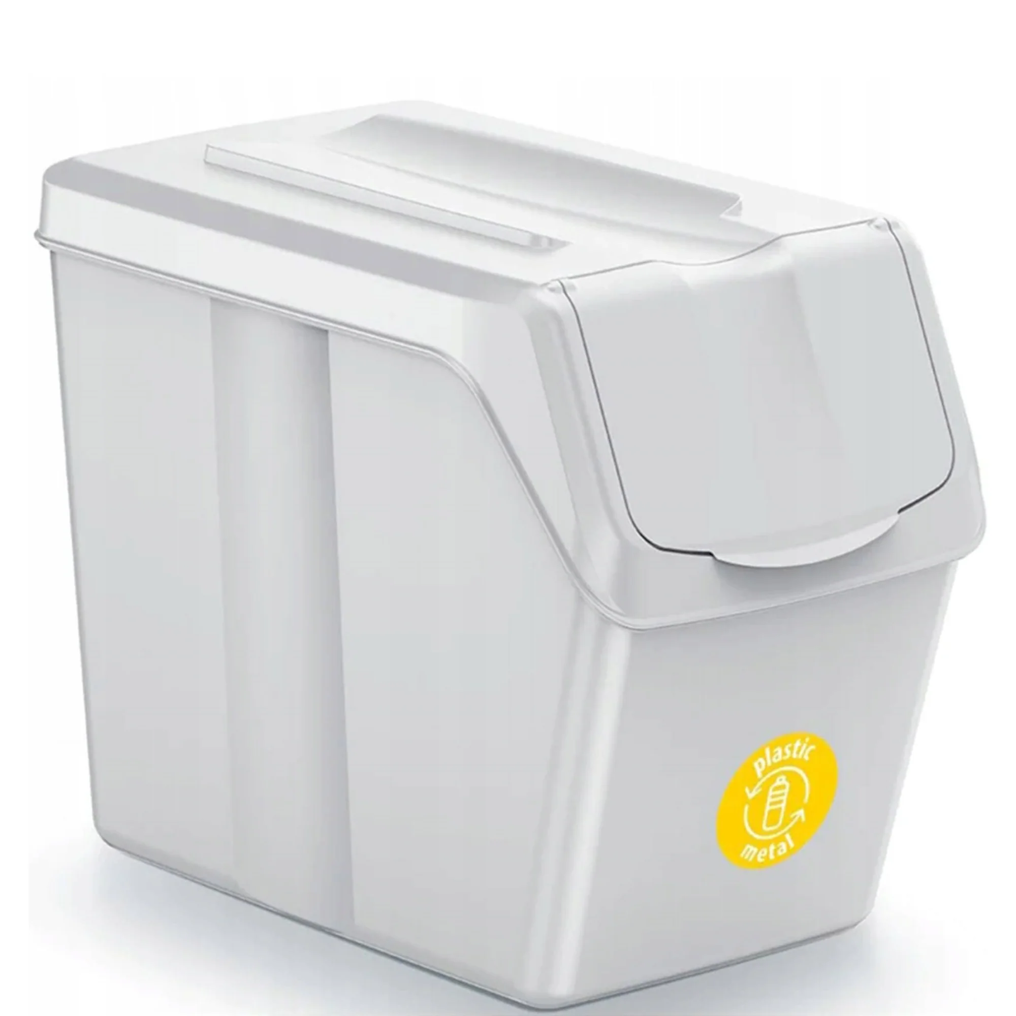 Set De 3 Cubos De Basura Keden Sortibox Para Reciclado, Blanco Roto, Volumen 3x20l - Image 2