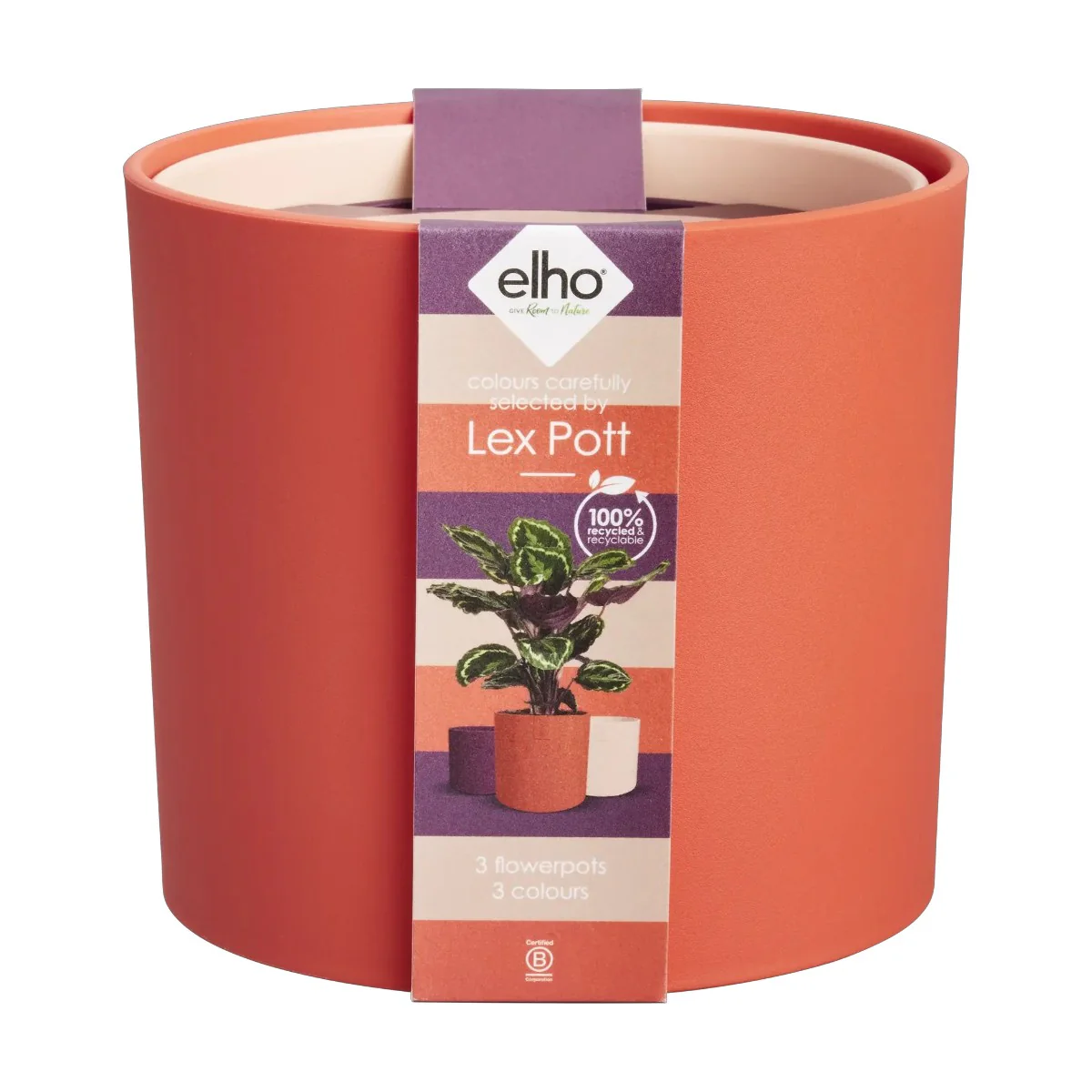 Lex Pott pack rojo, rosa, violeta Elho 14cm 100% reciclado - Image 2