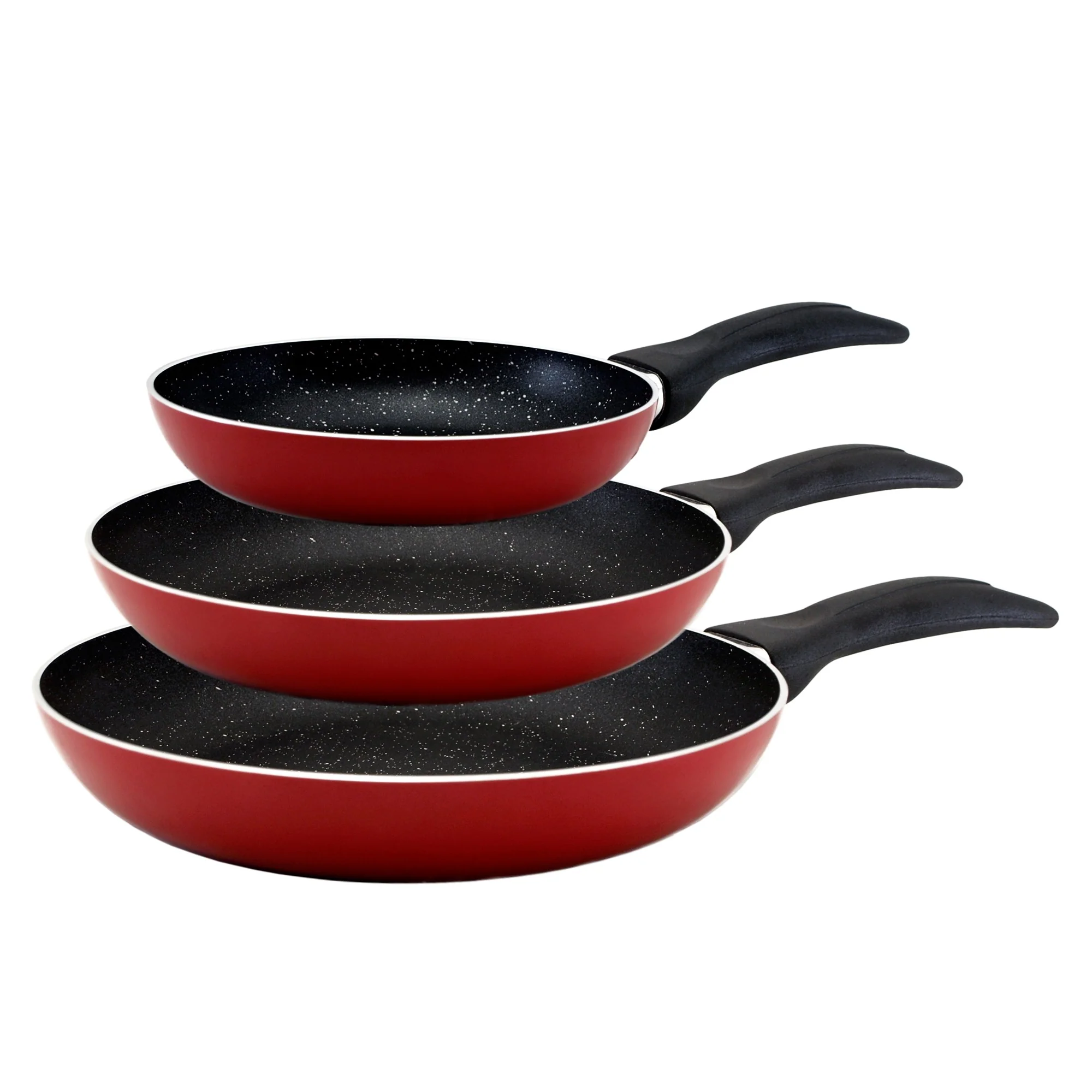 Set De 3 Sartenes san Ignacio Con Revestimiento En Mármol Ø16 Cm Ø20 Cm Ø24 Cm + Tapa Universal En Color, De Vidrio - Image 2