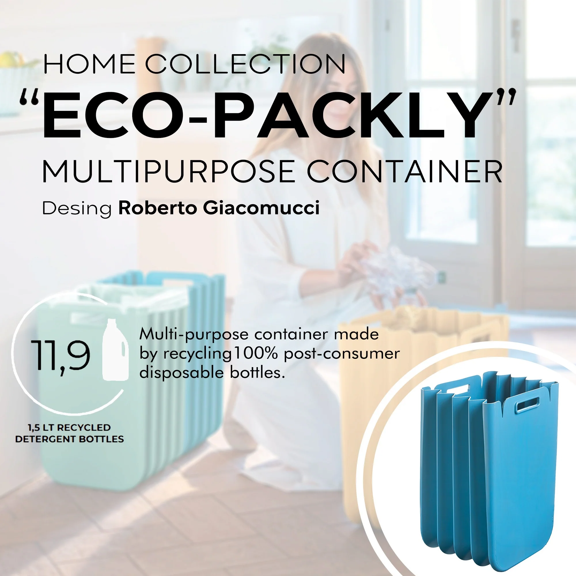 Set De 4x Contenedor Multiusos Plegable 25 Litros C/uno (100l Totales), En Plástico Reciclado, 45x30 Cms, En Color - Image 2
