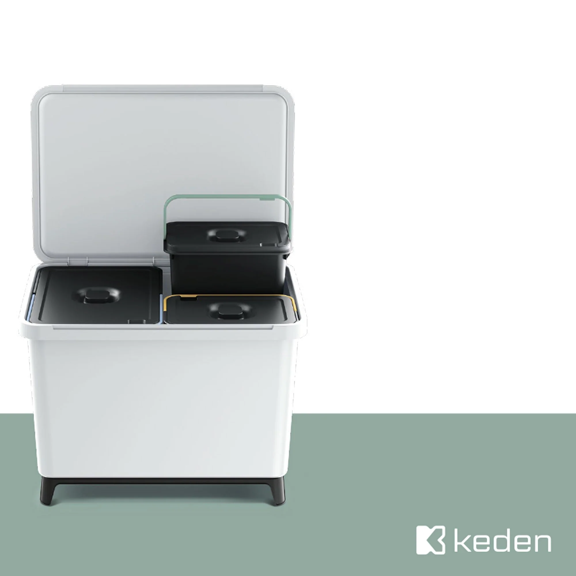Sistema Clasificador De Reciclaje 3x10l Color Blanco Keden - Image 5