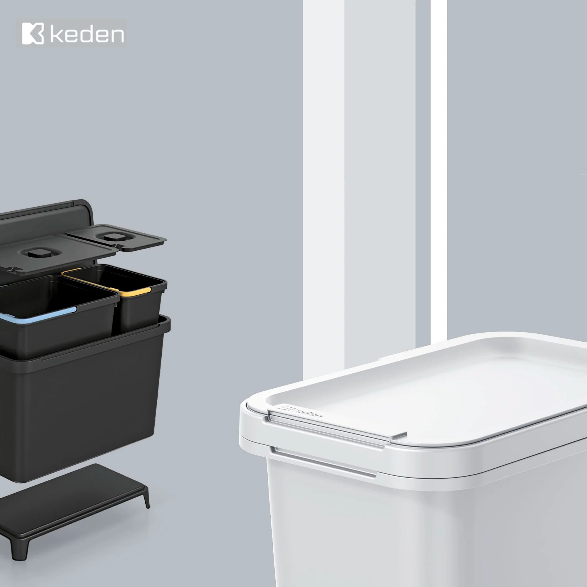 Sistema Clasificador De Reciclaje 3x10l Color Blanco Keden - Image 6