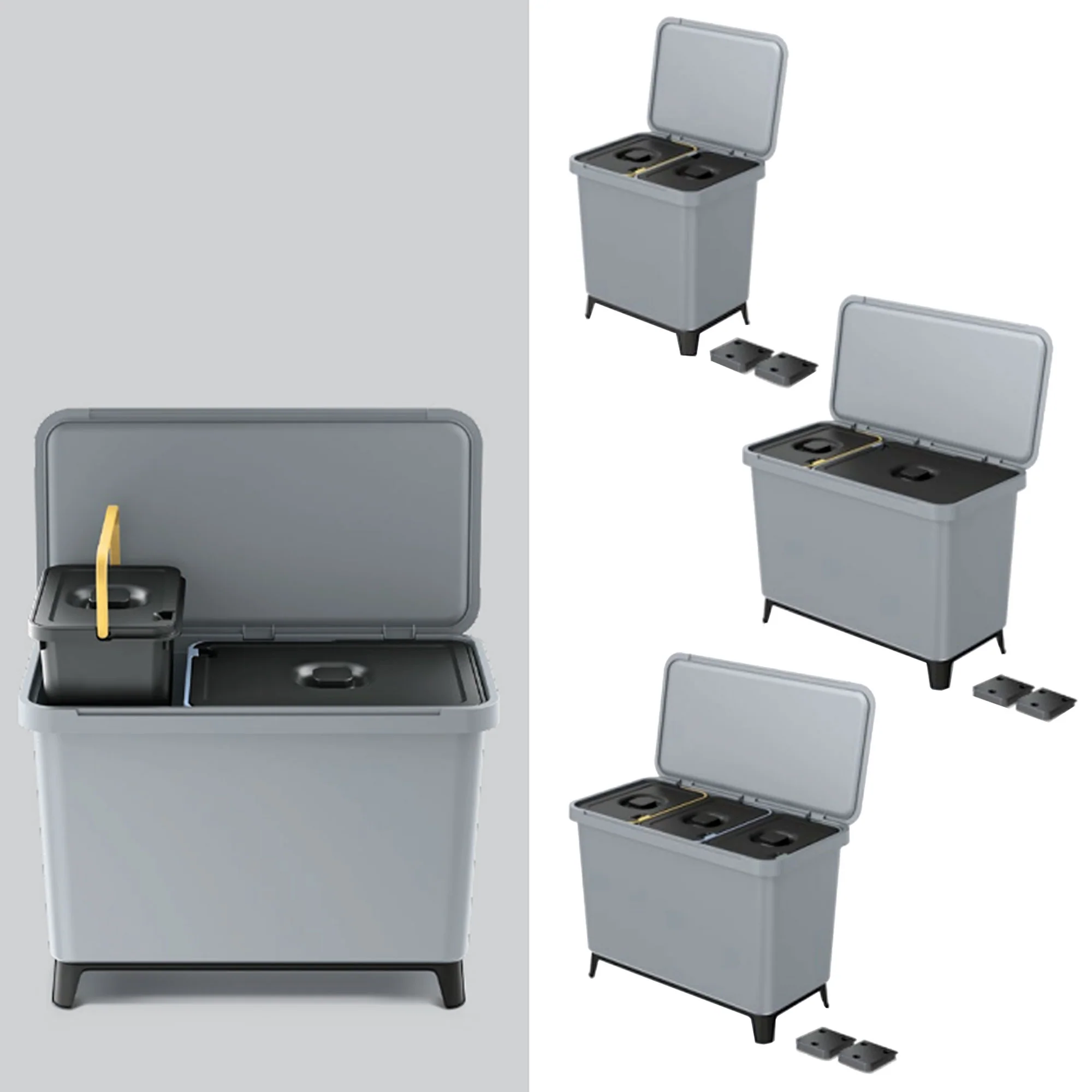 Sistema Clasificador De Reciclaje 3x10l Color Gris Keden - Image 6