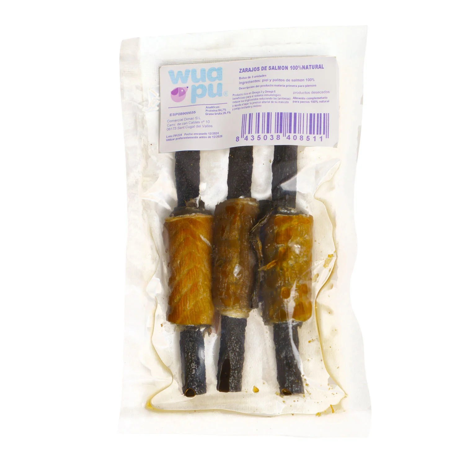 Snack Natural Para Perro Brocheta De Salmon 3u X 15 Bolsas Wuapu - Image 3