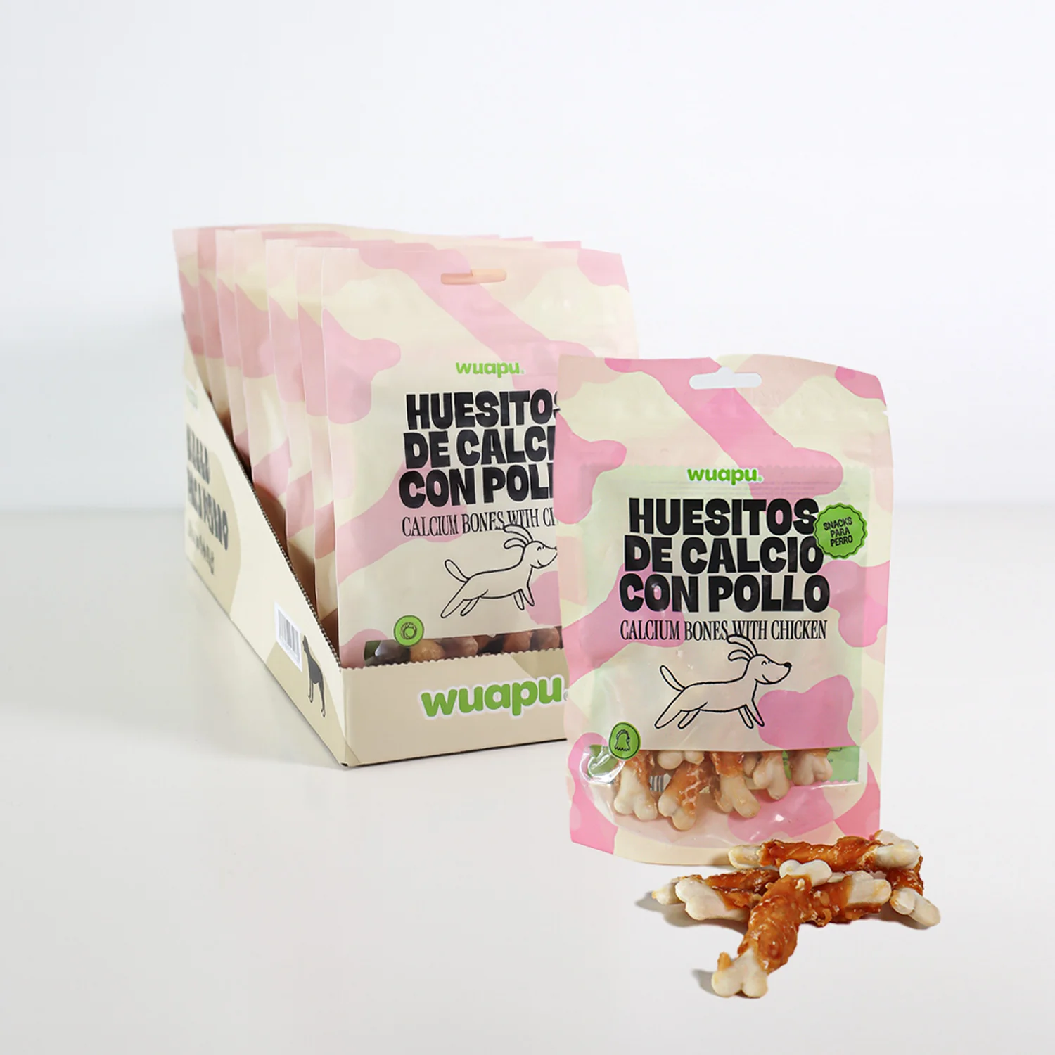 Snack Natural Para Perro Huesitos De Calcio Con Pollo Wuapu 12x100gr - Image 3