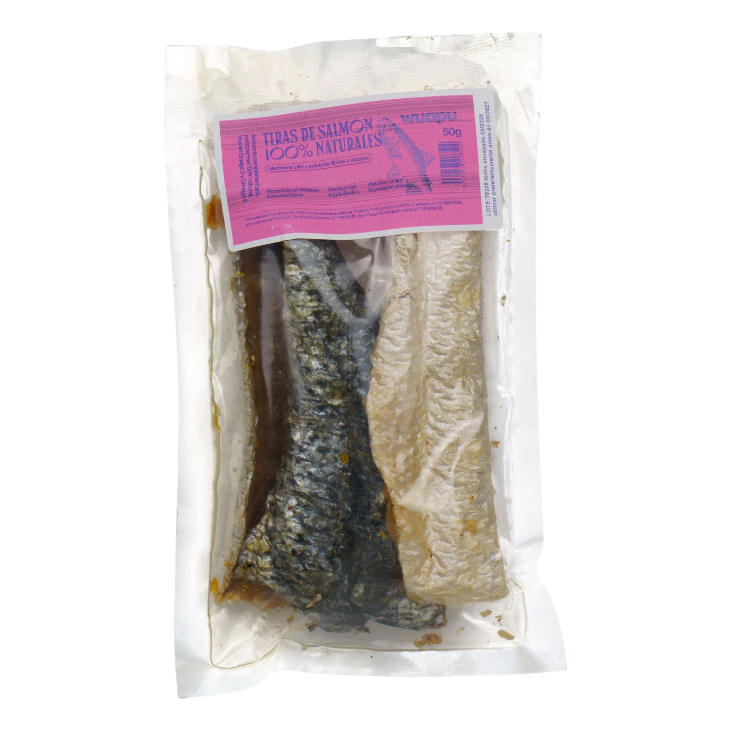 Snack Natural Para Perro Tiras De Salmon 50g X 12 Bolsas Wuapu - Image 3