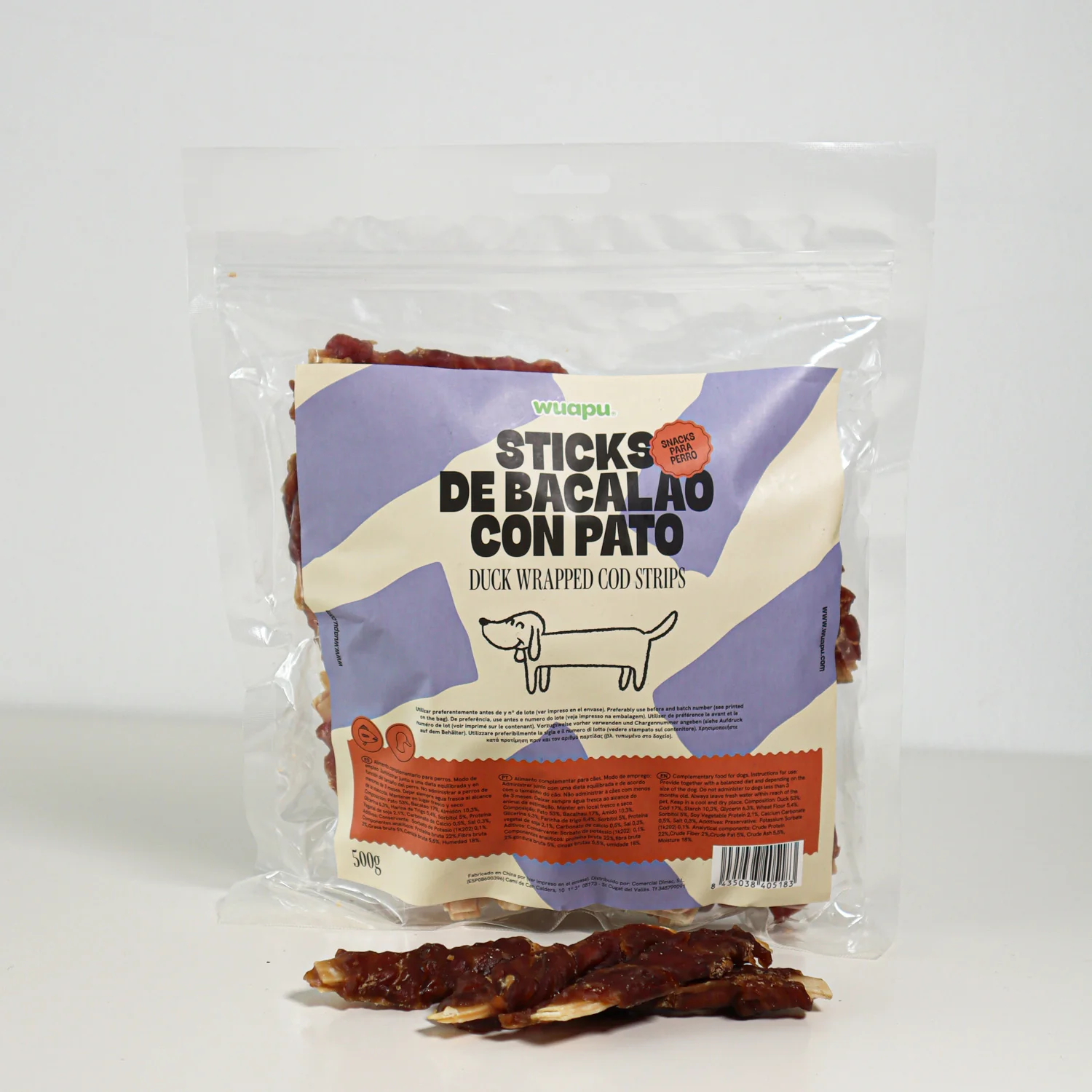 Snack Para Perro En Stick De Bacalao Con Pato Desecado Wuapu 500gr - Image 4