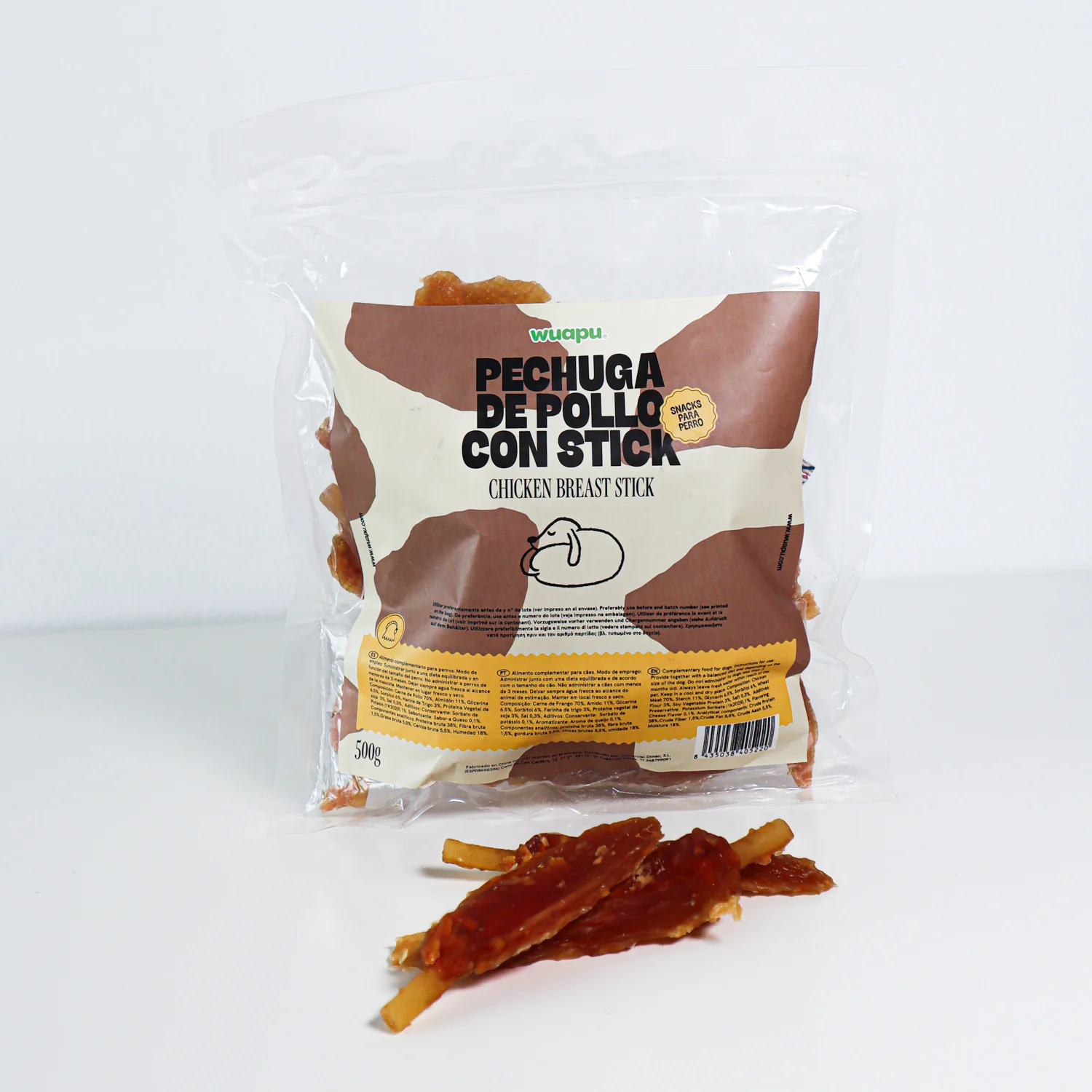 Snack Para Perro En Stick Sabor Queso Con Pollo Desecado Wuapu 12x100gr - Image 4