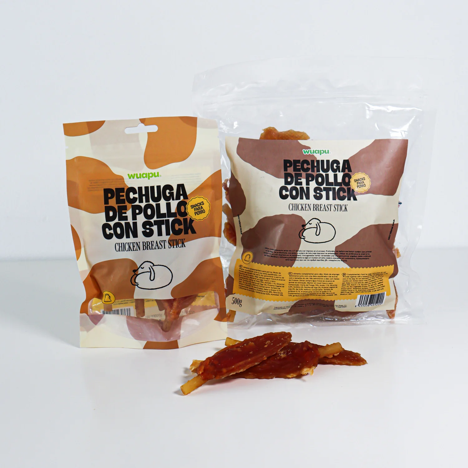 Snack Para Perro En Stick Sabor Queso Con Pollo Desecado Wuapu 500gr