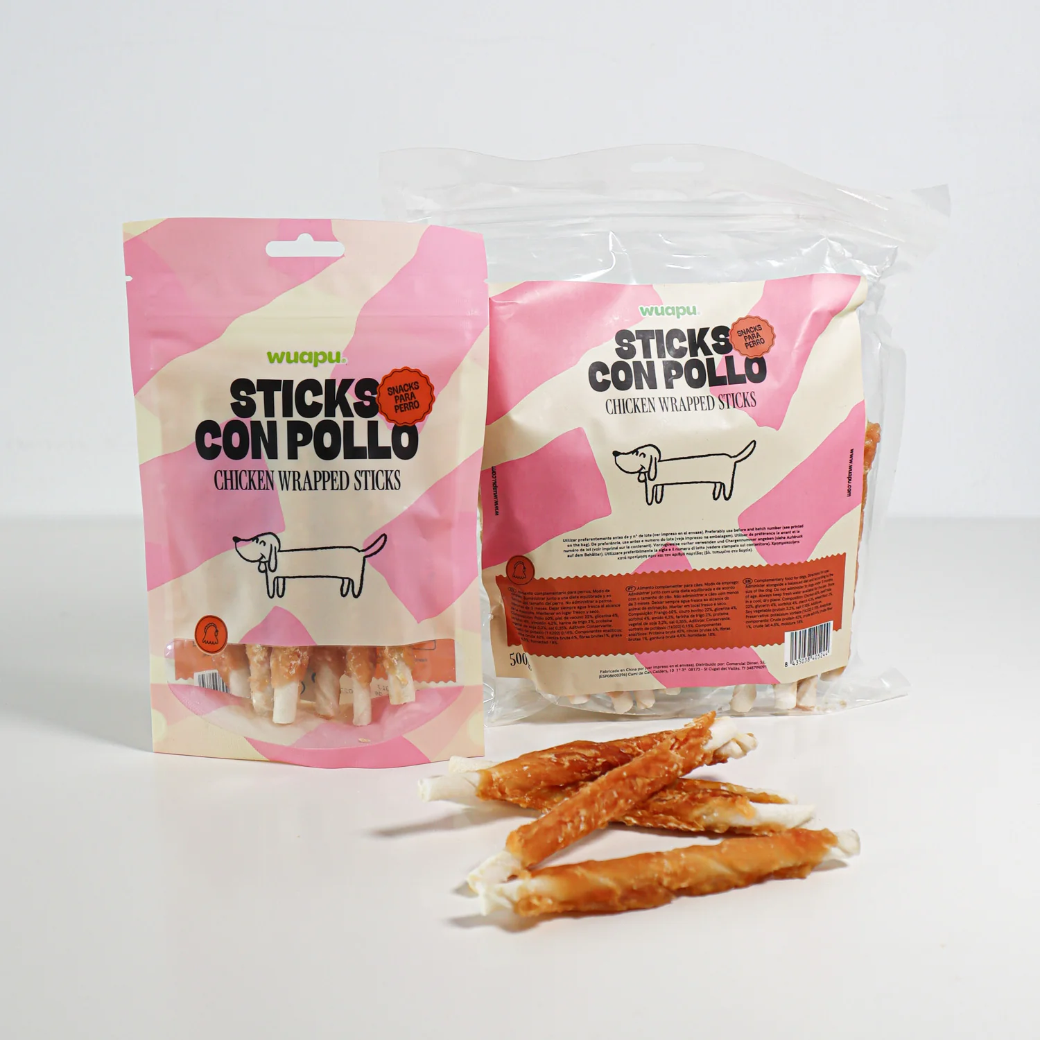 Snack Para Perro En Stick Vacuno Con Pollo Desecado Wuapu 12x100gr