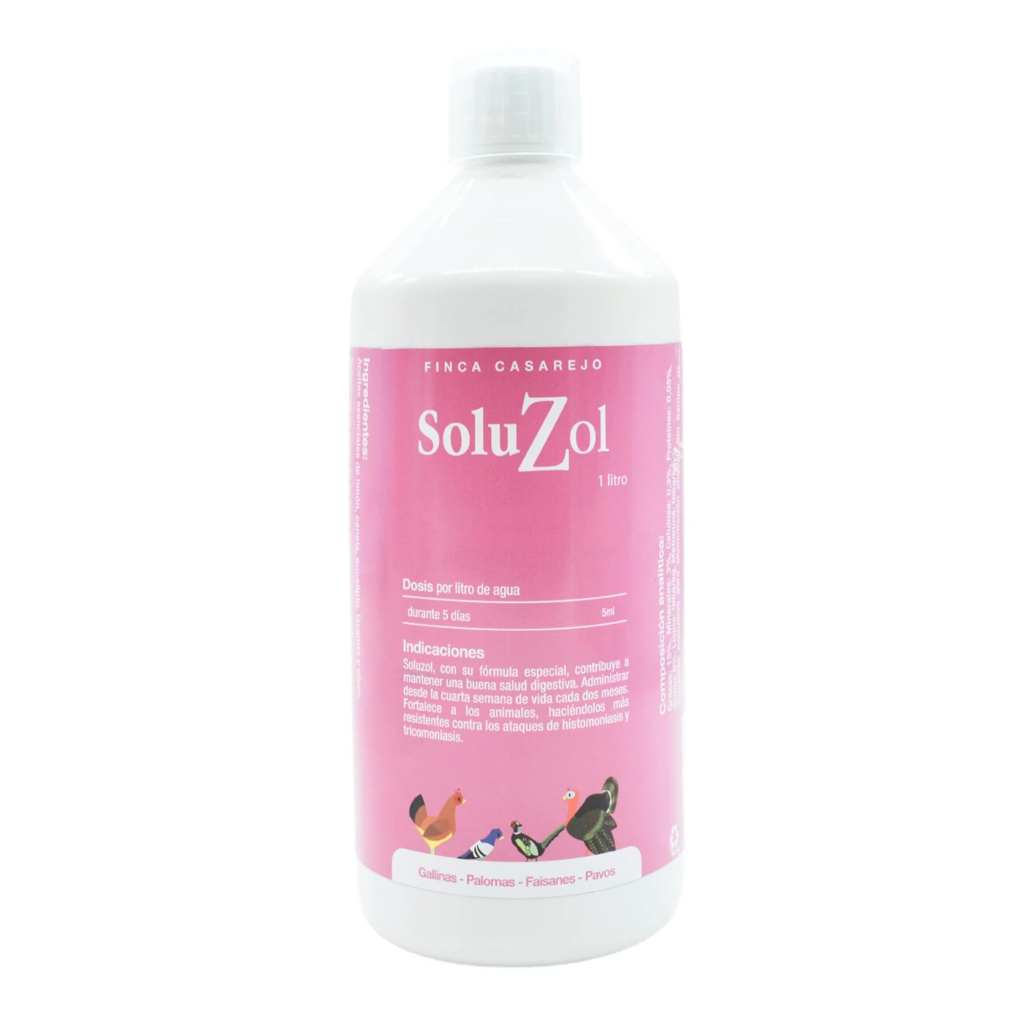 SoluZol 1L – Complemento nutricional natural para gallinas y aves – Apoyo digestivo y bienestar intestinal– 100% vegetal