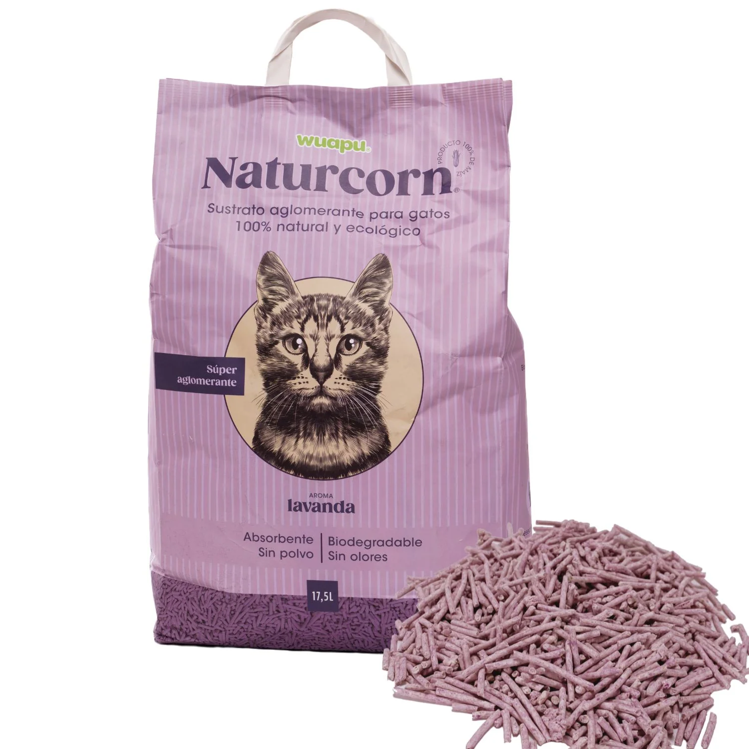 Sustrato Absorbente Wuapu Naturcorn Lavanda En Pelet Biodegradable Para Gato 1 U 17'5l - Image 3