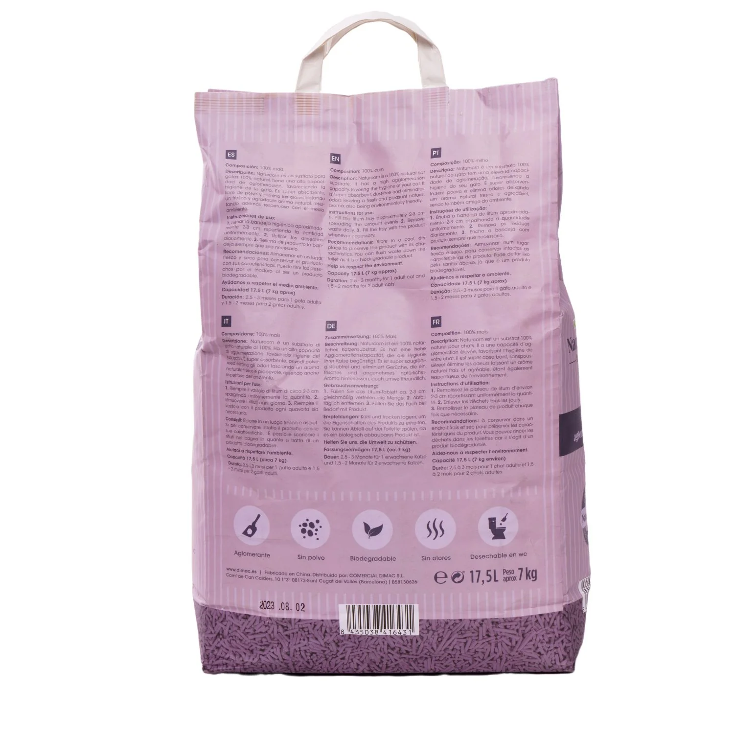 Sustrato Absorbente Wuapu Naturcorn Lavanda En Pelet Biodegradable Para Gato 1 U 17'5l - Image 6