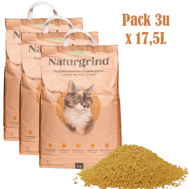 Sustrato Absorbente Wuapu Naturgrind Biodegradable Y Compostable Para Gato 1 U 17'5l - Image 4