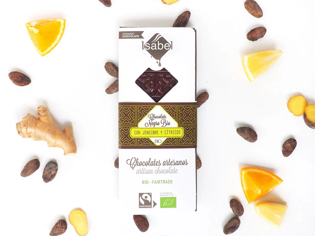 Tableta Bio chocolate negro con jengibre y cítricos