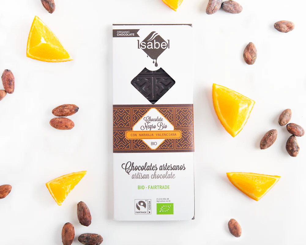 Tableta Bio chocolate negro con naranja