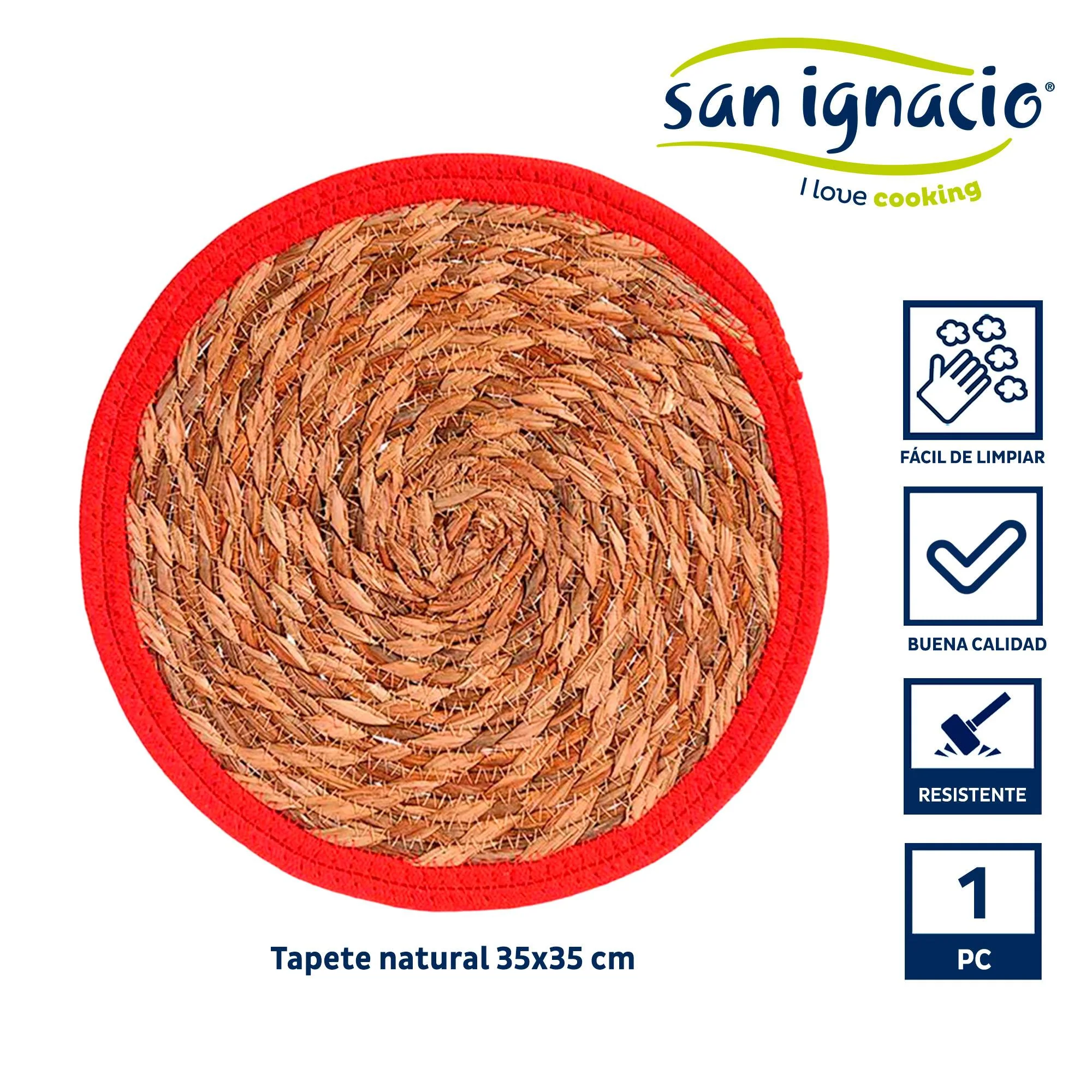 Tapete Natural Borde Rojo 35cm Colección Kinvara - Image 2