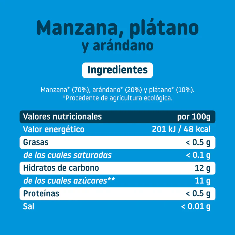 Tarrito de Manzana, Plátano y Arándono BIO +6 meses Smileat 130g - Image 2