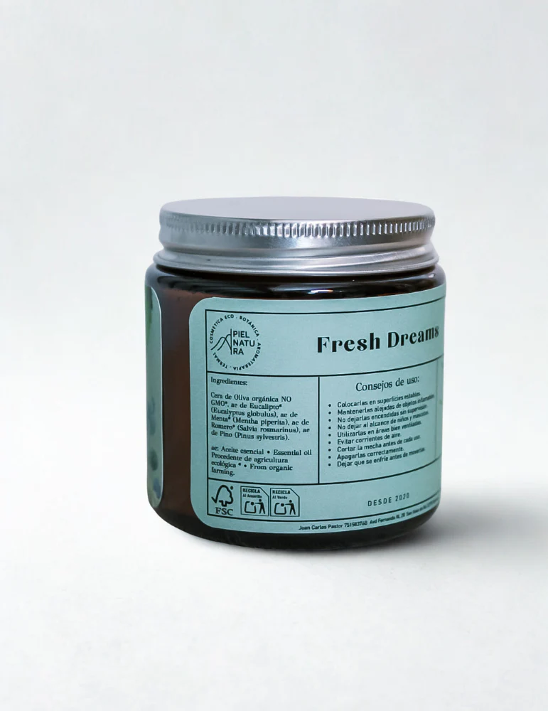 Vela Aromática Natural Con Aceites Esenciales Menta Y Eucalipto Fresh Dreams, Piel Natura 120 G - Image 2