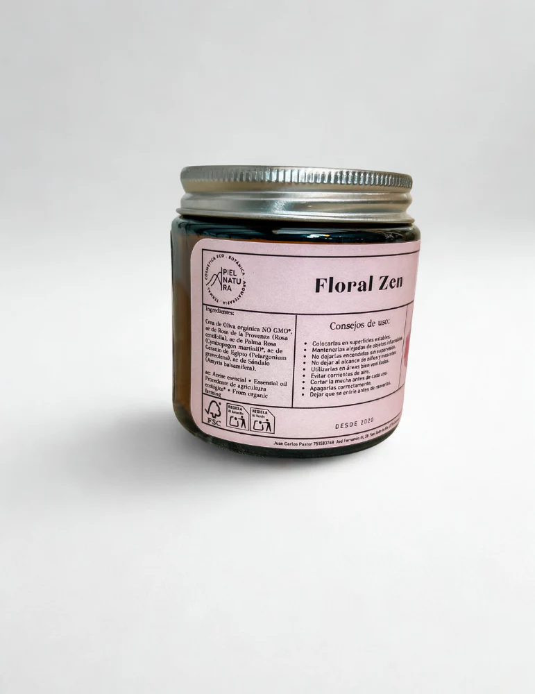 Vela Aromática Natural Rosa, Geranio Y Sándalo Floral Zen, Piel Natura 120 G - Image 2
