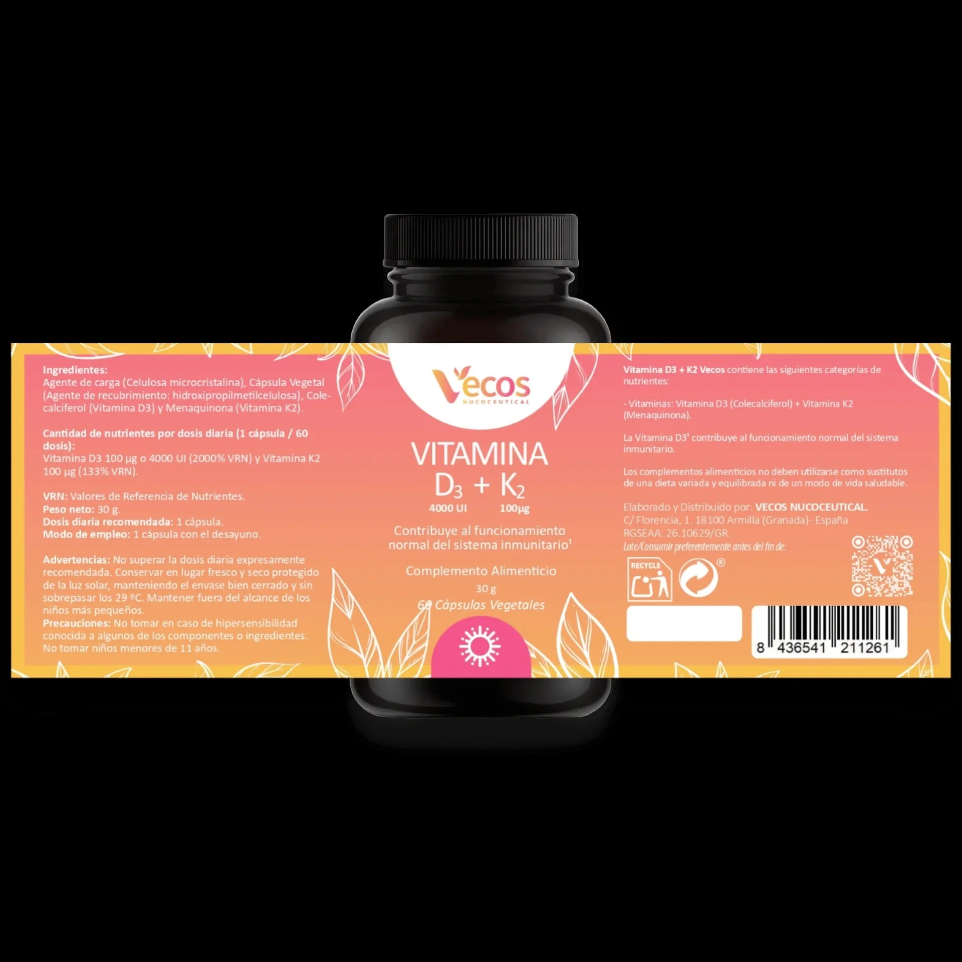 Vitamina D3 K2 Vecos 60 capsulas - Image 5