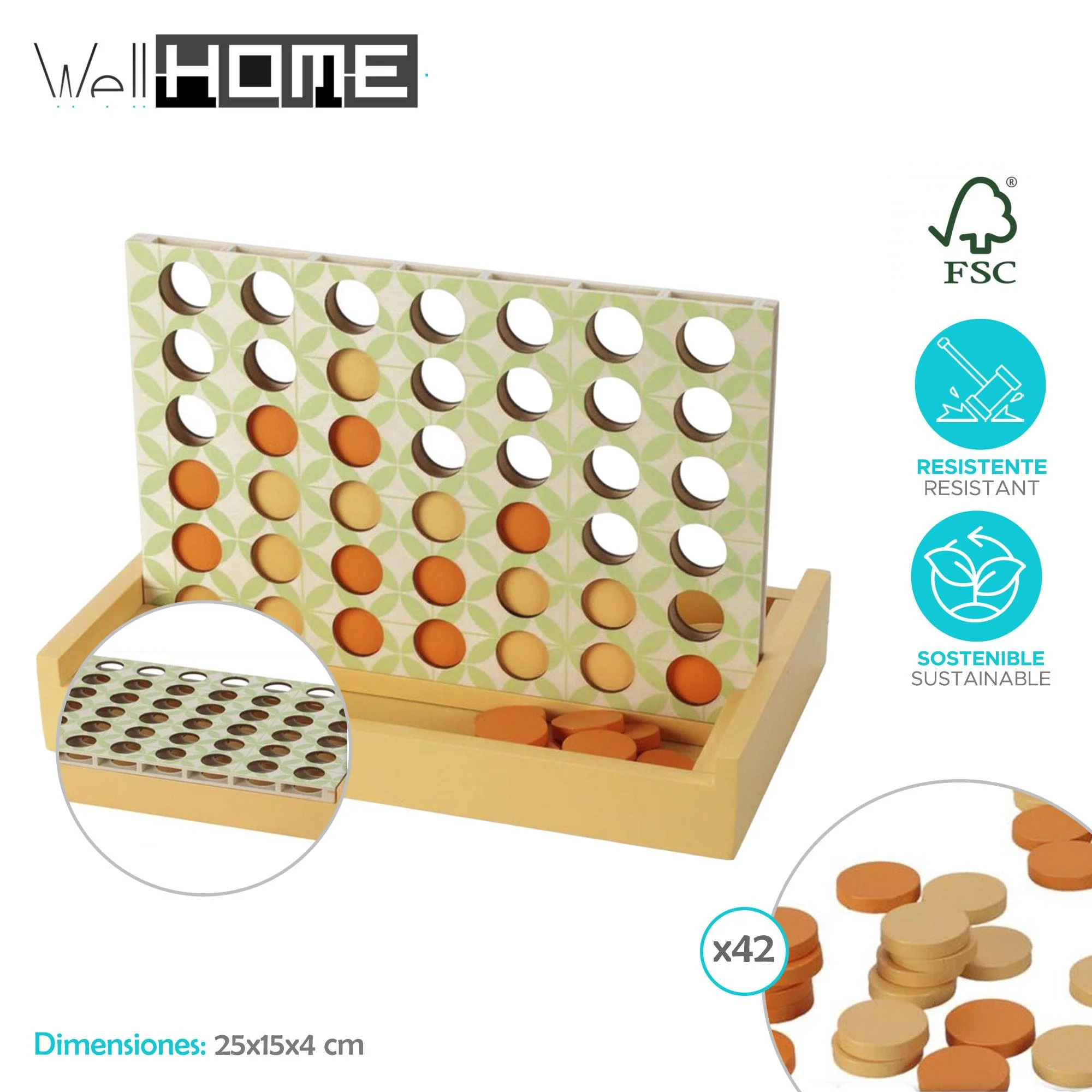 Well Home - Juego De 4 En Raya En Madera - Image 2