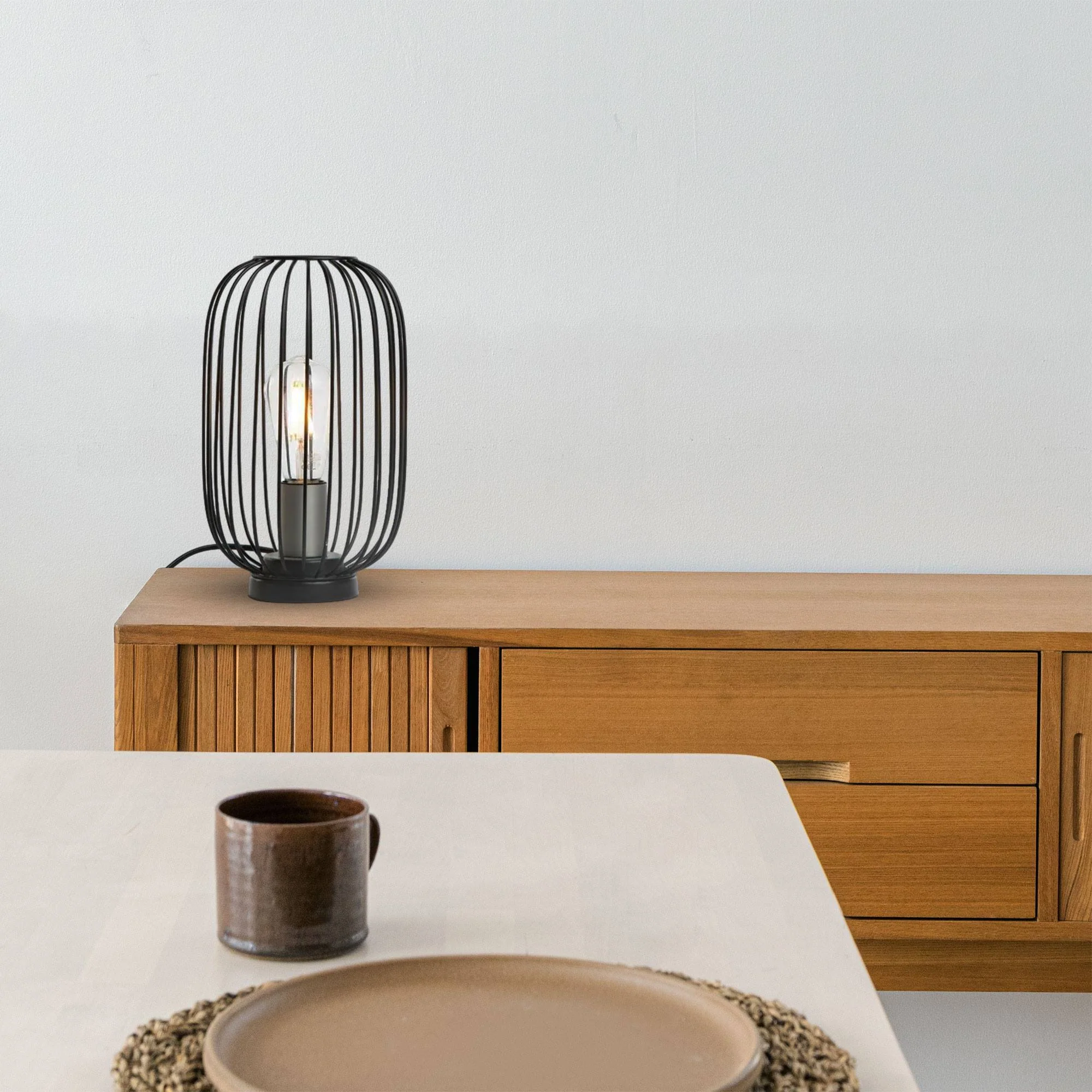 Well Home Lampara De Mesa Color Negro En Metal Ø18x29cm - Image 4