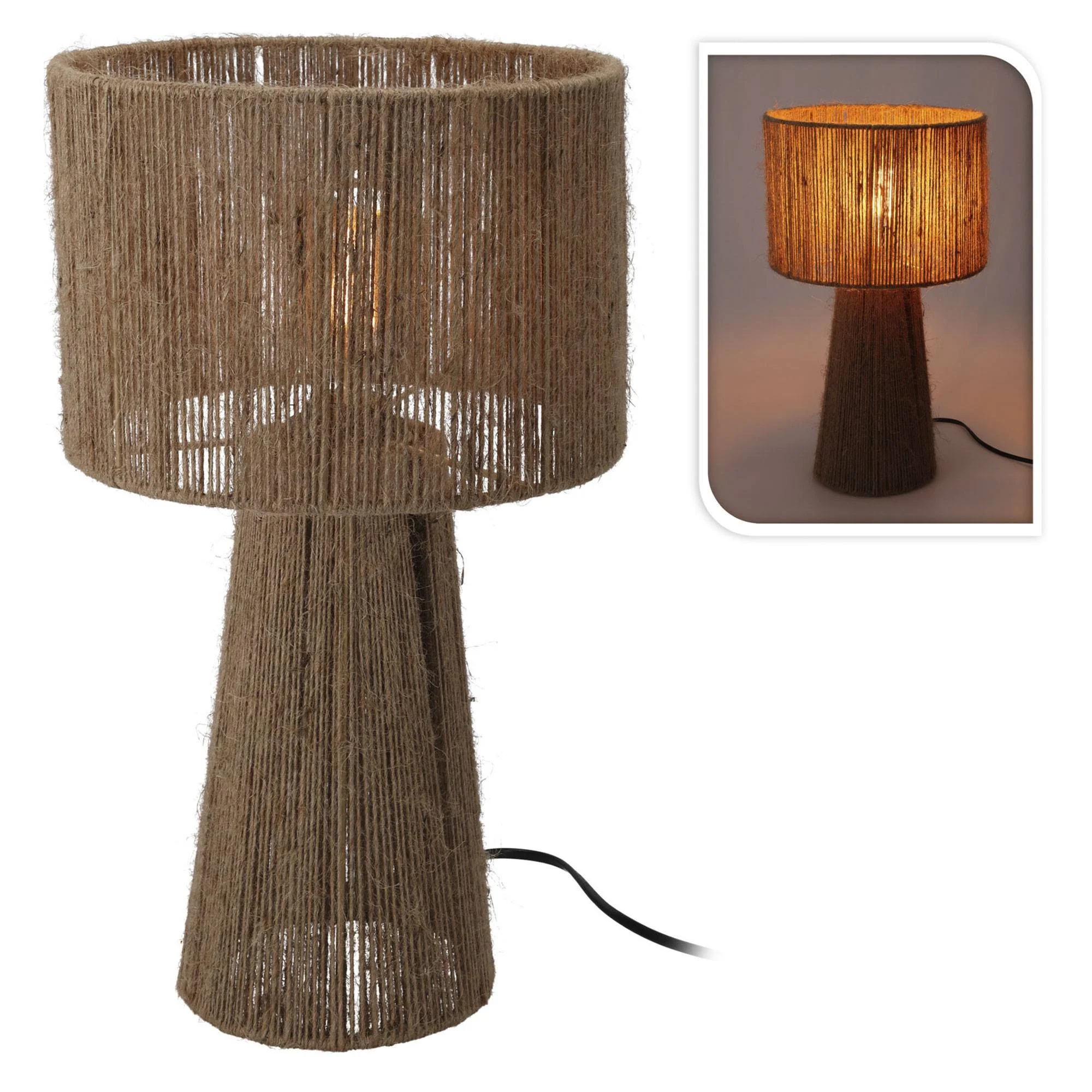 Well Home Lámpara De Mesa En Yute Natural Ø27x45cm - Image 4