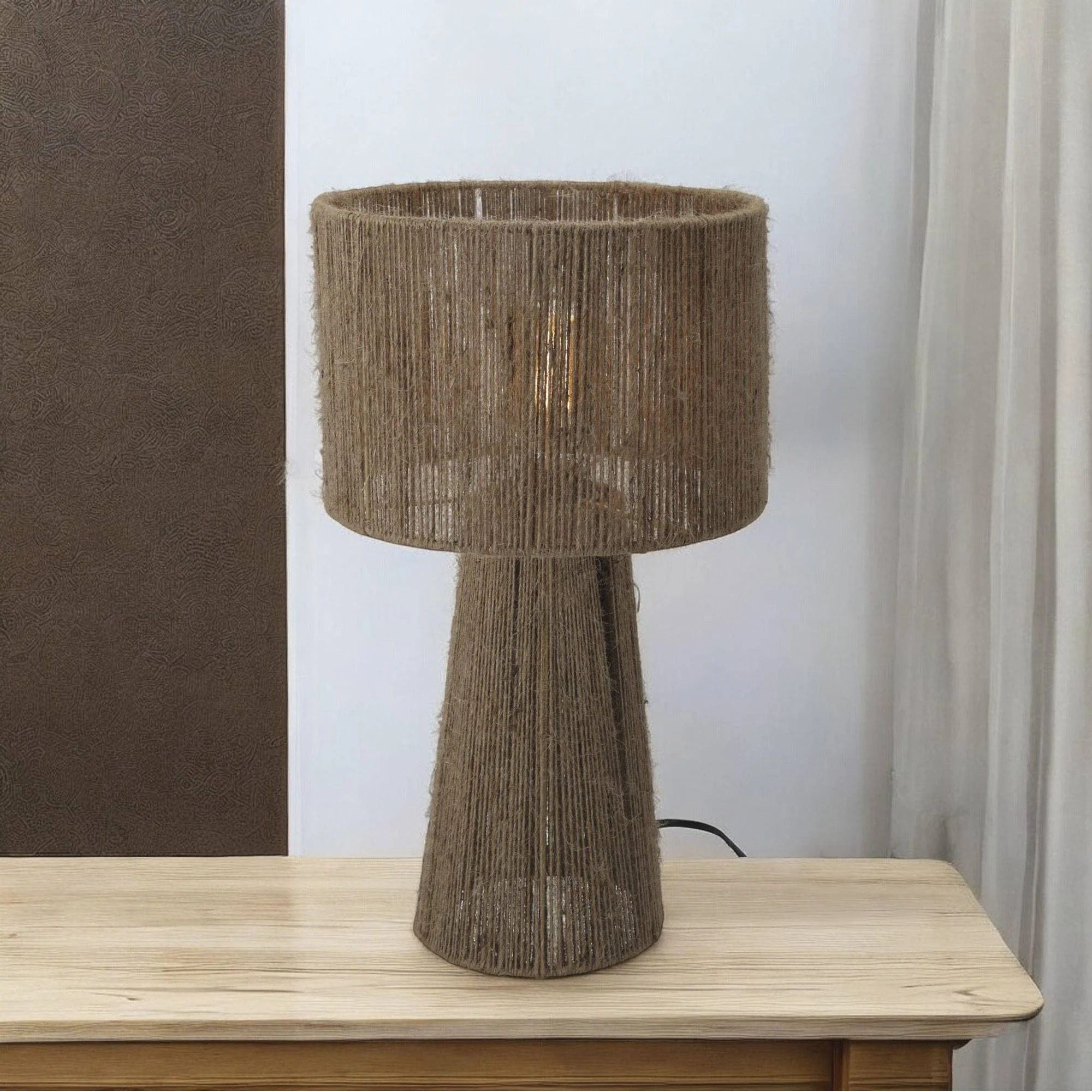 Well Home Lámpara De Mesa En Yute Natural Ø27x45cm - Image 6