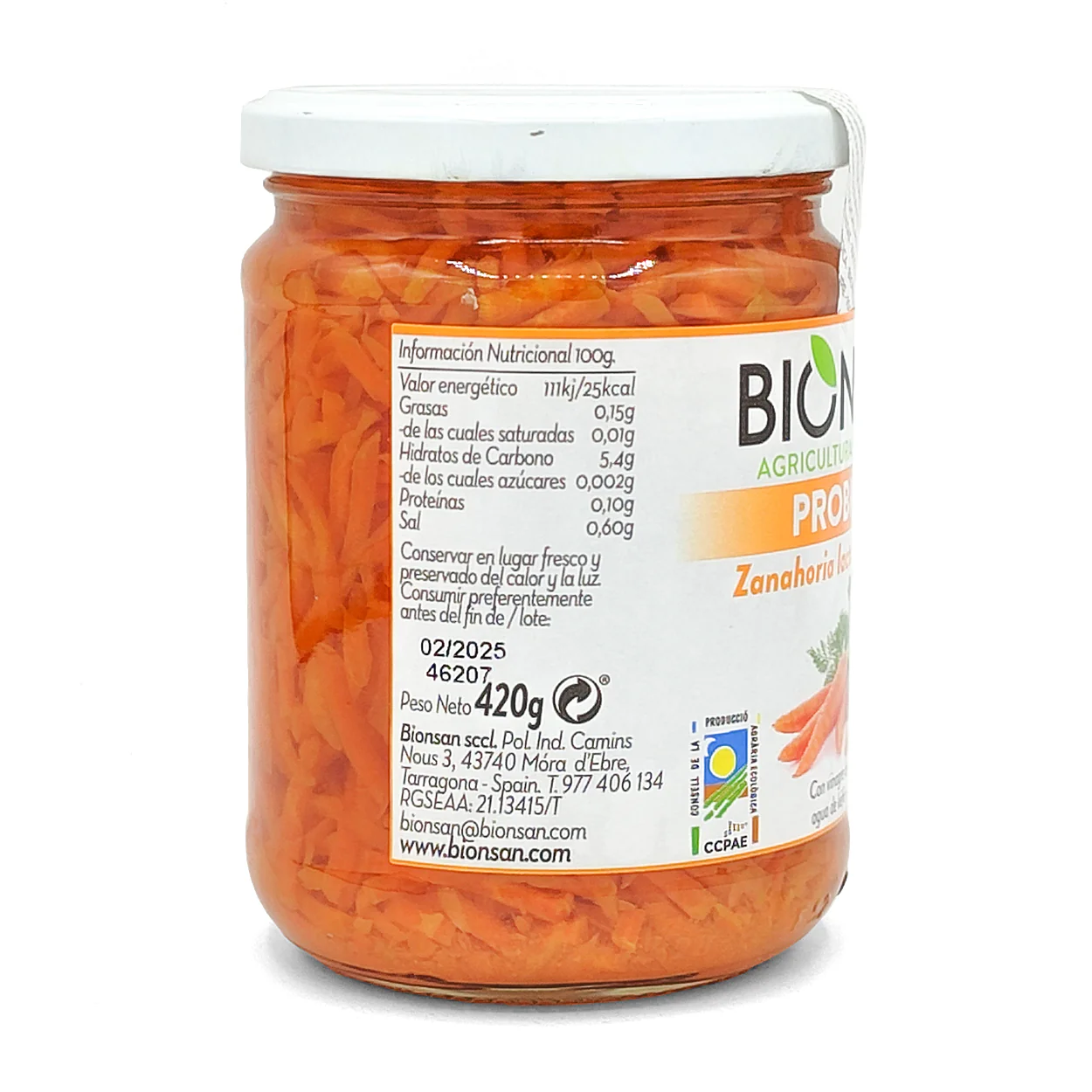 Zanahoria Fermentada Con Cúrcuma Eco Bionsan 420gr - Image 2