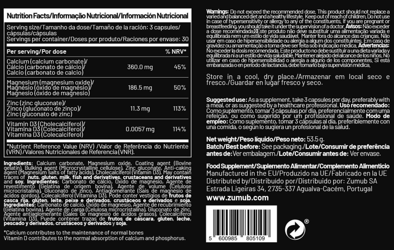 Zumub Calcium+magnesium 90 Capsules - Image 2